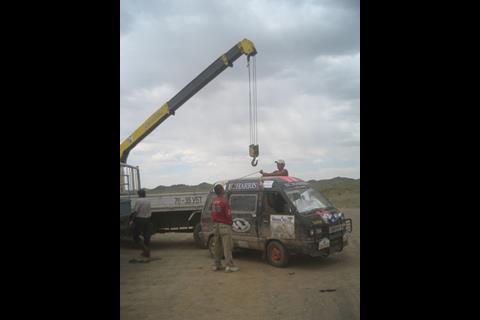 Being lifted onto the truck